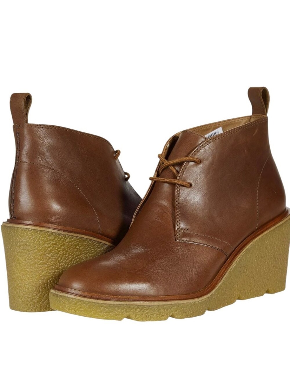 Clarks Clarkford DBT Dark Tan Leather Wedge Bootie Size 6